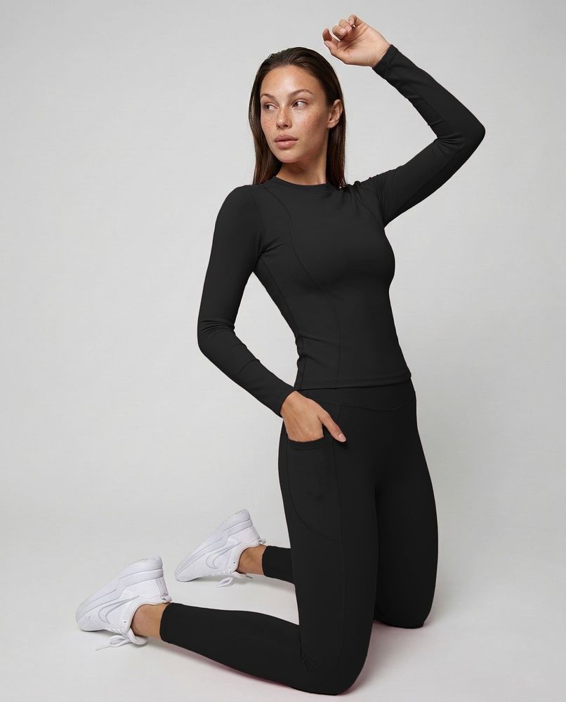 Женский спортивный лонгслив Nordvik Pro-Fit Dry Run: Slim Line Black, XL