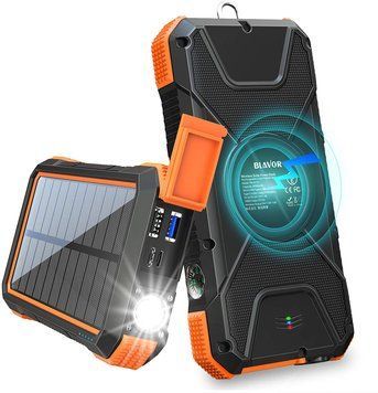 Солнечный повербанк BLAVOR Extremation 20000 mAh с беспроводной и скоростной зарядкой
