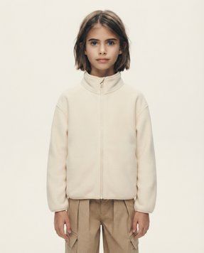Дитяча флісова куртка на блискавці Nordvik kids Polar Explorer утеплена хутром Cream, 120