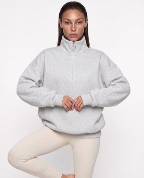 Женская премиальная толстовка оверсайз LAREN Urban Frame Half-Zip с горловиной на молнии Grey, S