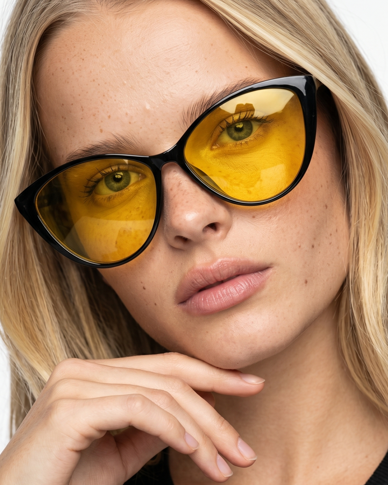Жіночі сонцезахисні окуляри Nordvik Siren іміджеві Cat Eyes Black-Yellow