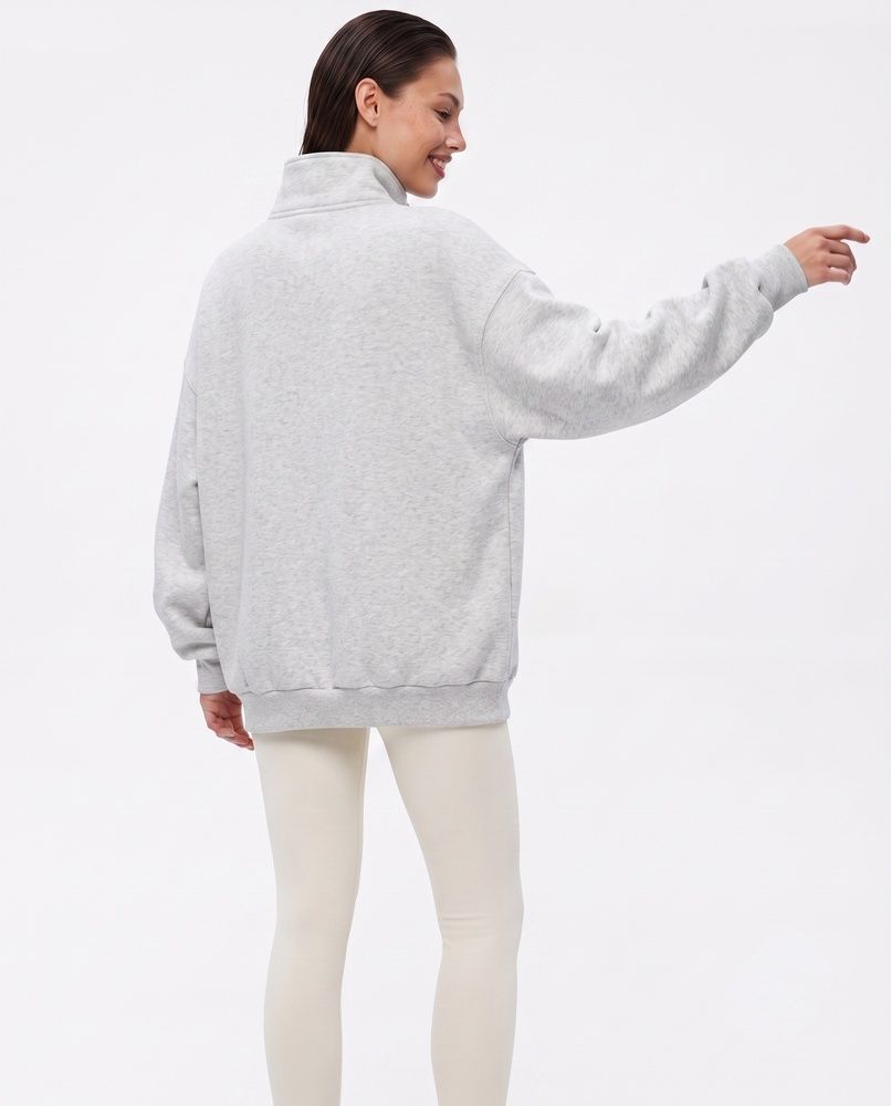 Женская премиальная толстовка оверсайз LAREN Urban Frame Half-Zip с горловиной на молнии Grey, S