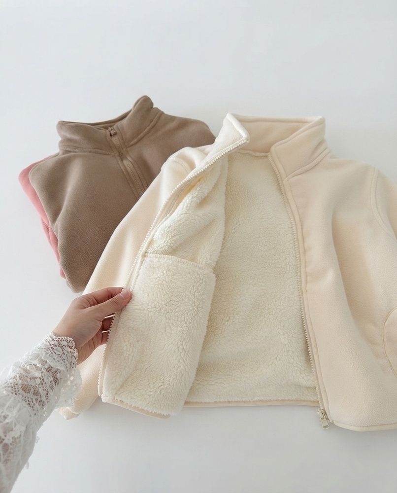 Детская флисовая куртка на молнии Nordvik kids Polar Explorer утепленная мехом Cream, 120