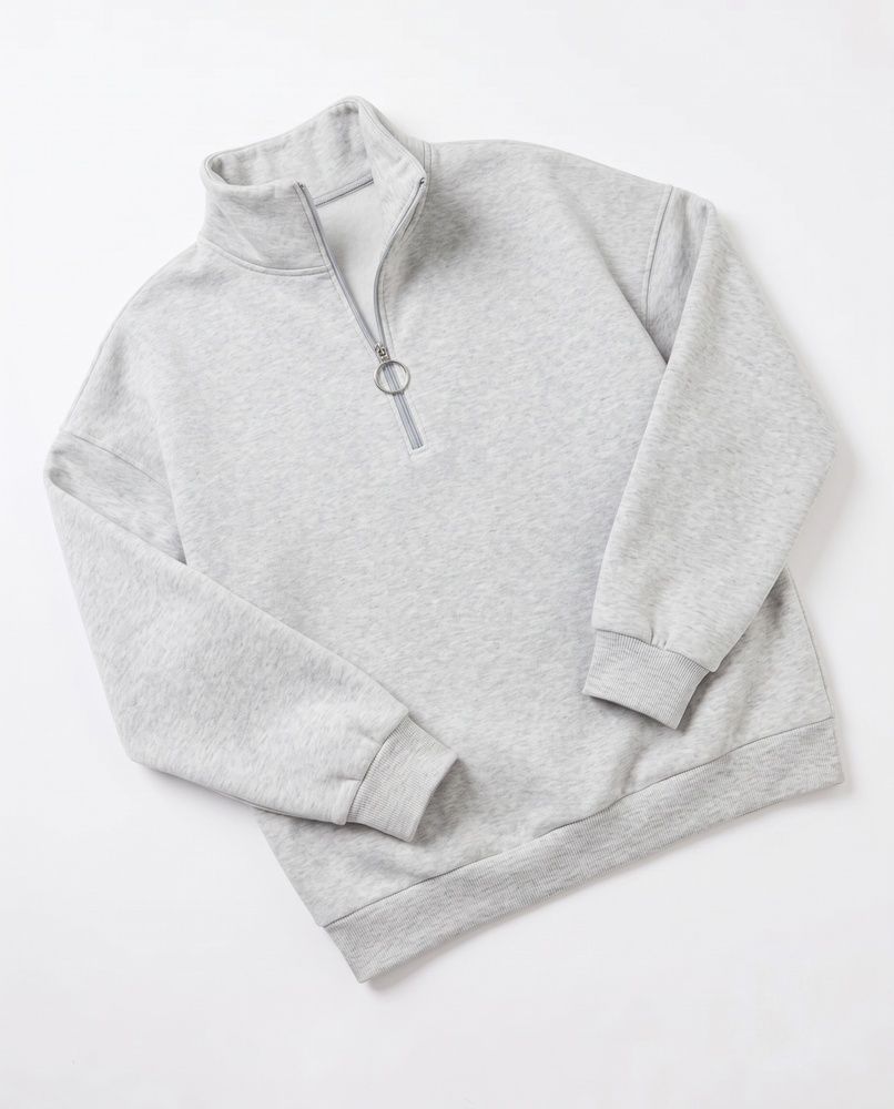 Женская премиальная толстовка оверсайз LAREN Urban Frame Half-Zip с горловиной на молнии Grey, S