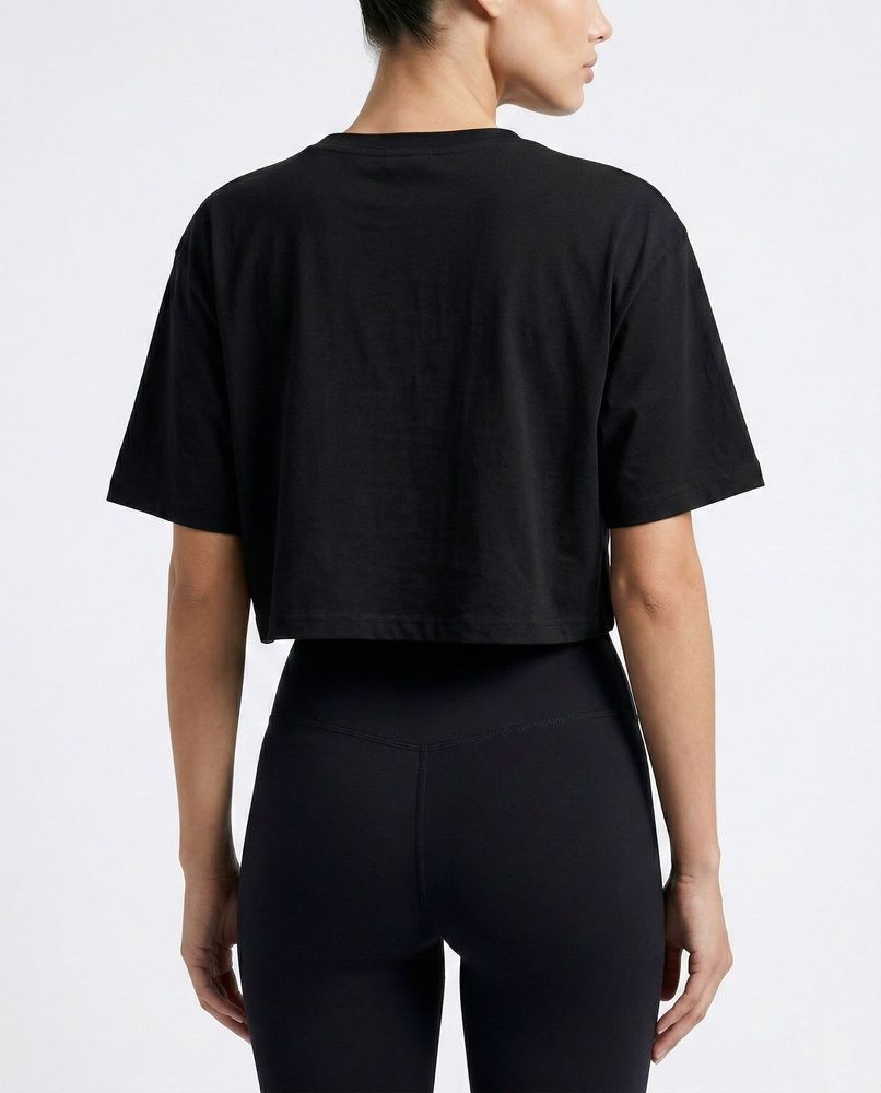 Жіноча спортивна футболка кроп-топ Oversize Nordvik AuraCrop Soft-Touch Black, M