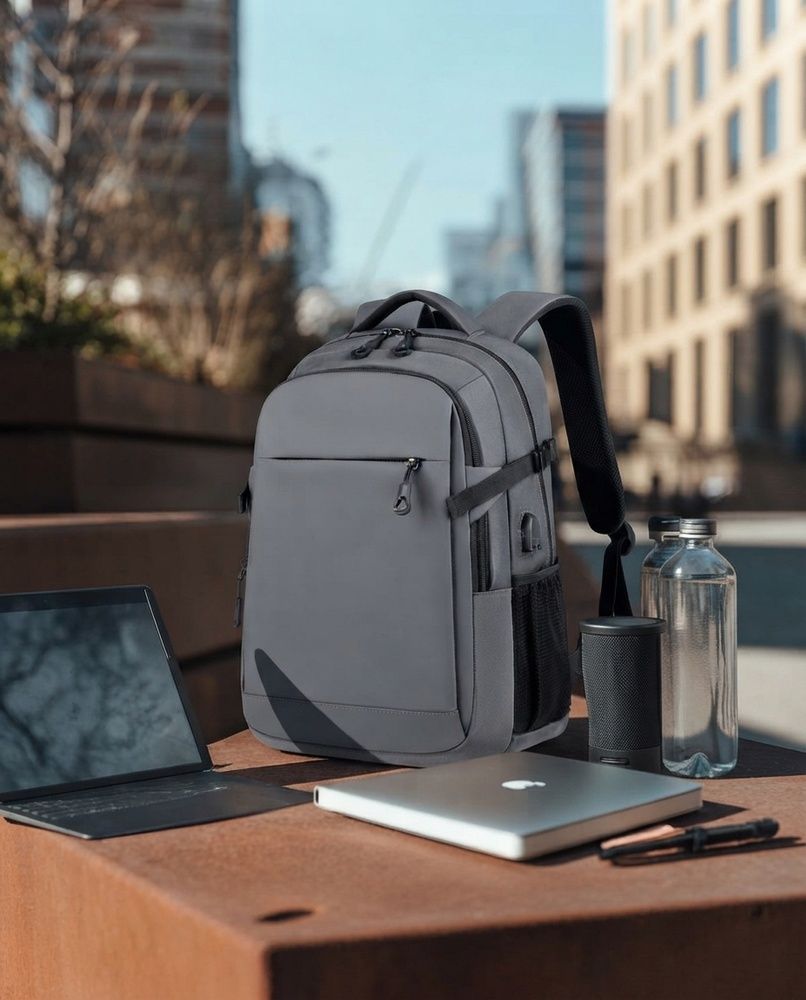 Городской мужской рюкзак для ноутбука Nordvik Apex Pro Grey с USB