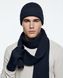 Мужской зимний вязаный термокомплект 3в1 Nordvik SummitKnit Pro - шапка на флисе, длинный шарф и сенсорные антискользящие перчатки Navy