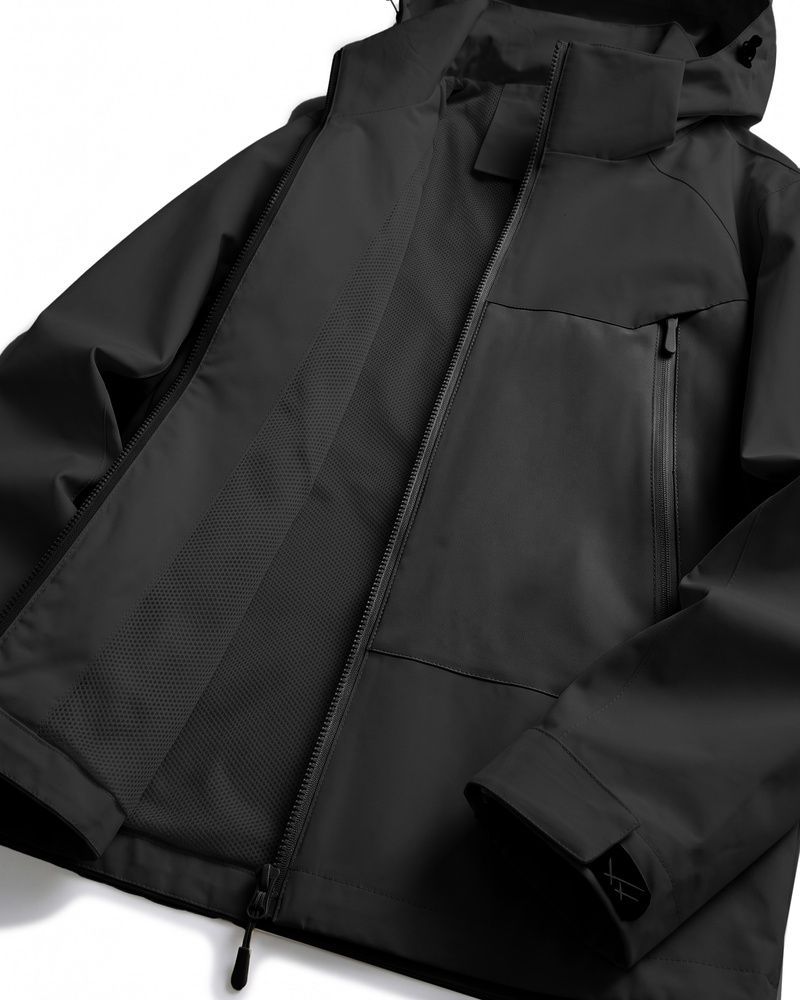 Мужская водоотталкивающая и ветрозащитная куртка Nordvik Explore Aero-Shield Softshell с отстегивающимся капюшоном Black, 2XL