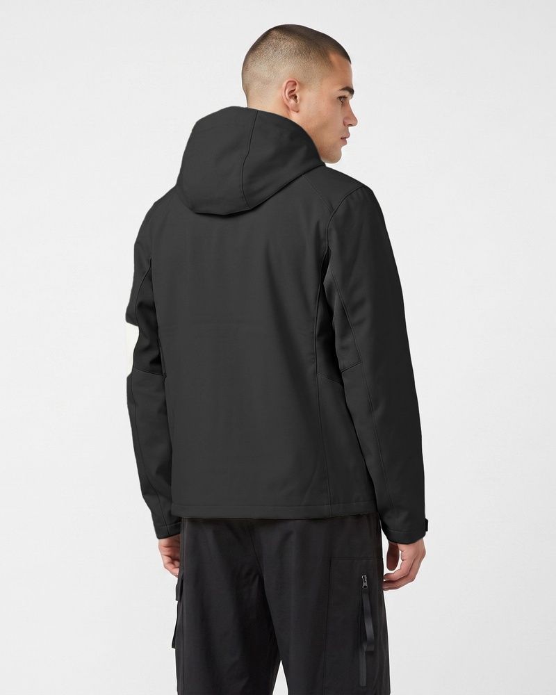 Мужская водоотталкивающая и ветрозащитная куртка Nordvik Explore Aero-Shield Softshell с отстегивающимся капюшоном Black, 2XL