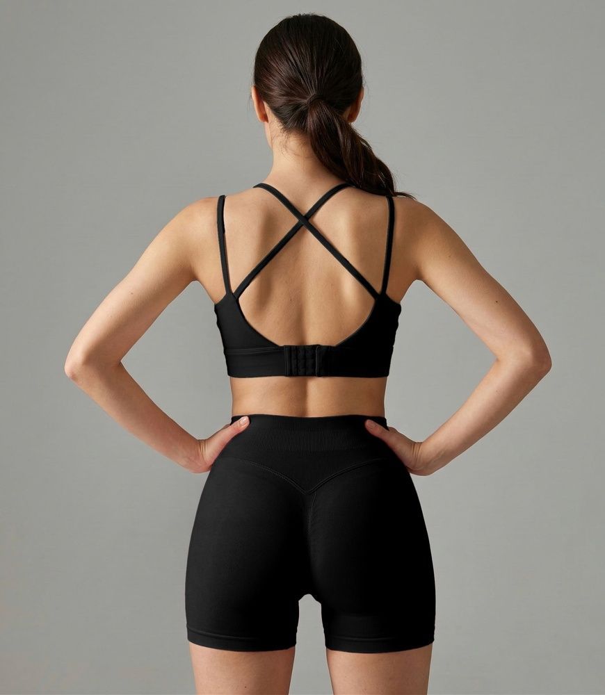 Жіночі фітнес-шорти Nordvik AuraStride Peach-Sculpt: Моделюючий 3D-ефект Scrunch-Lift та Naked Feel Black, M