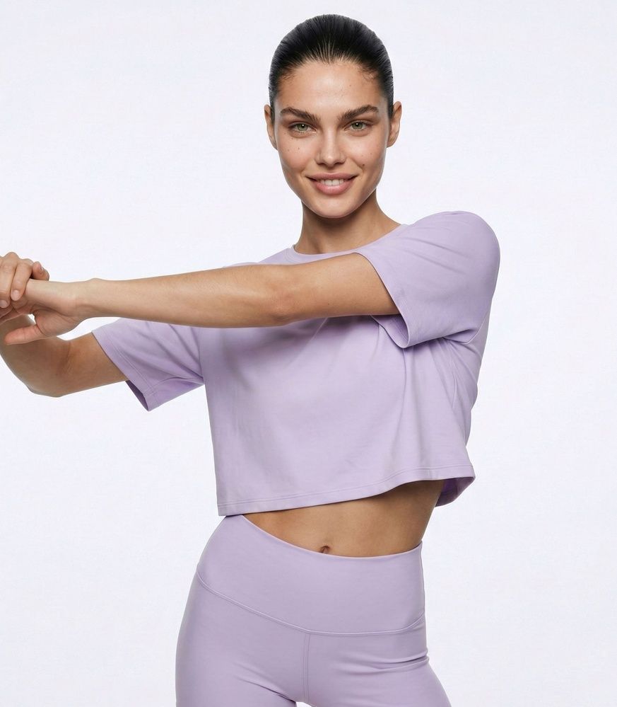 Женская спортивная футболка кроп-топ Oversize Nordvik AuraCrop Soft-Touch Purple, S
