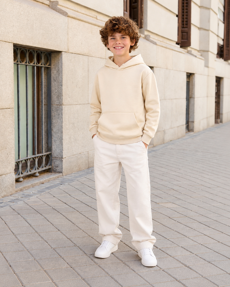 Детское утепленное худи Nordvik Arctic Core Hoodie на флисе базовое оверсайз Beige, 120