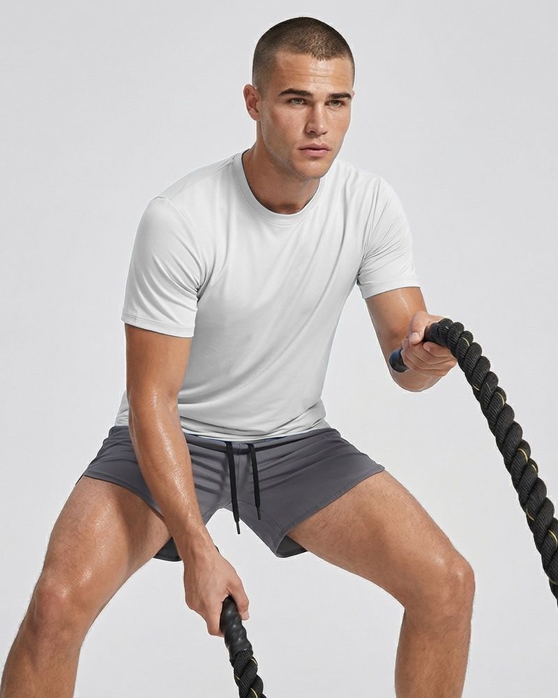 Чоловіча спортивна футболка Nordvik Active-Stretch Pro: Повітропроникна тканина Quick-Dry з ефектом високої еластичності White