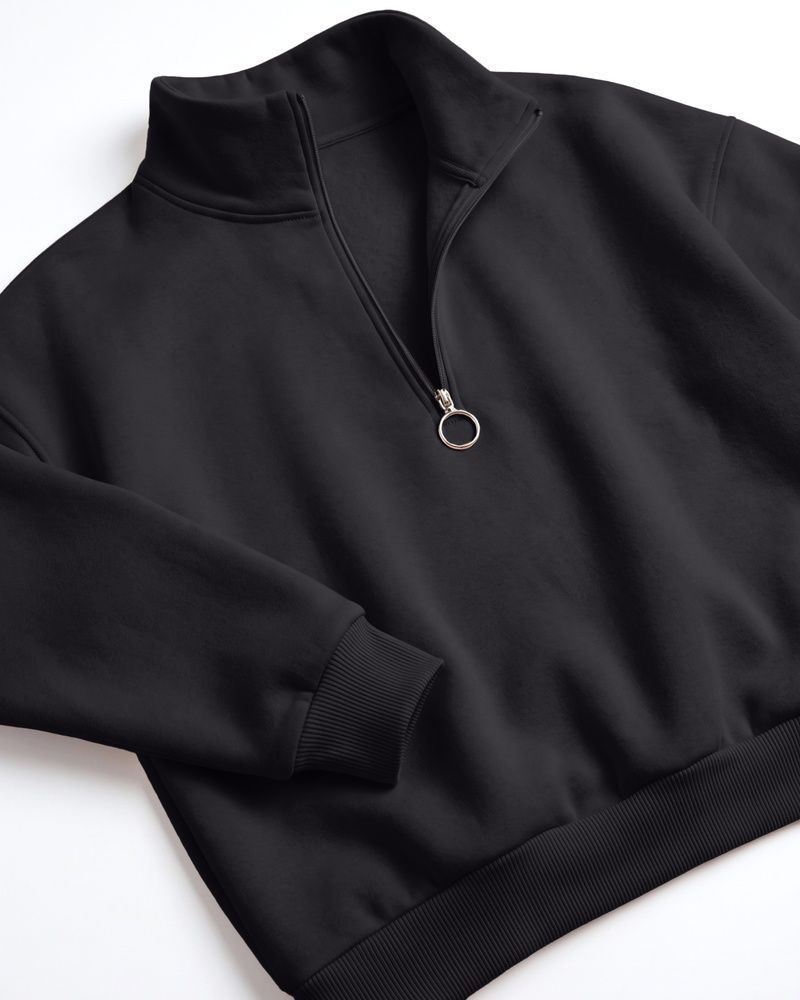 Жіноча преміальна толстовка оверсайз LAREN Urban Frame Half-Zip з горловиною на блискавці Black, S