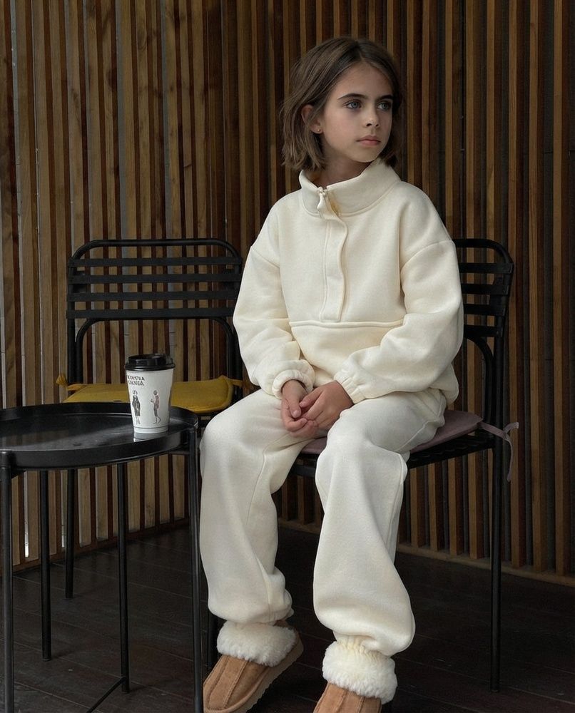 Дитячий флісовий костюм Nordvik kids Polar-Fleece оверсайз Cream, 140