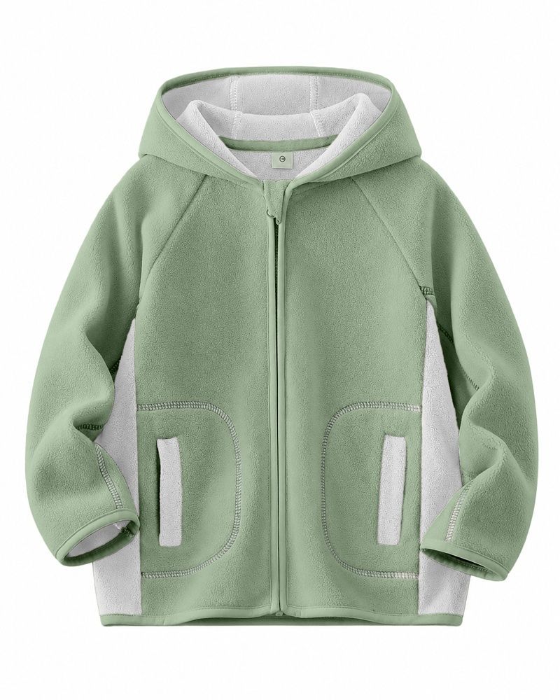 Детская флисовая толстовка с капюшоном Nordvik kids Arctic Shield на молнии Green-White, 120
