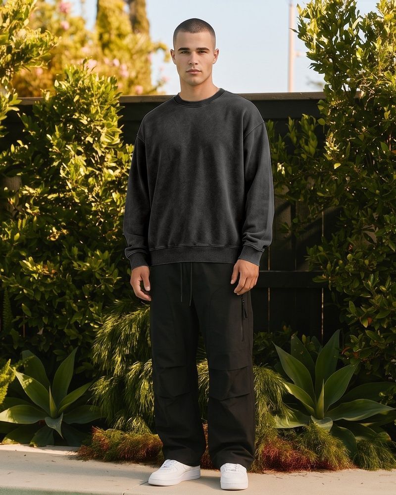 Мужской оверсайз свитшот LAREN Vintage Wash Crewneck Black, M