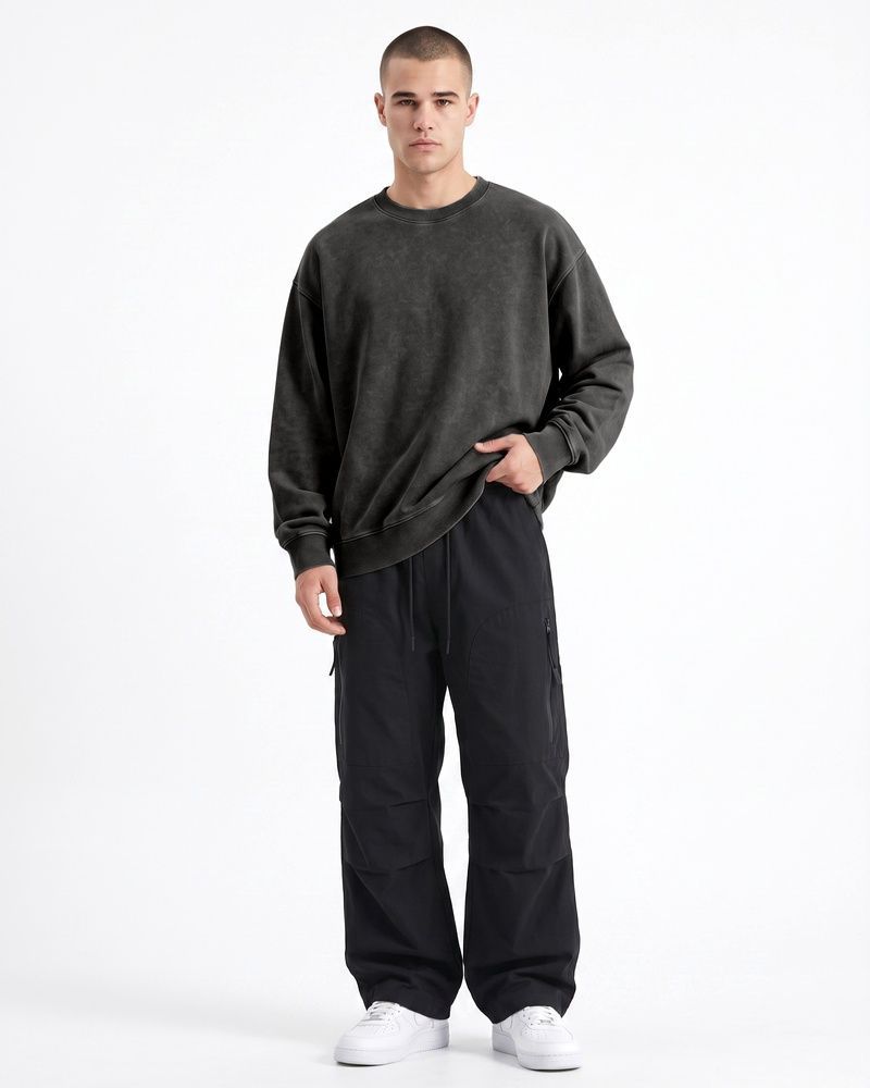 Мужской оверсайз свитшот LAREN Vintage Wash Crewneck Black, M