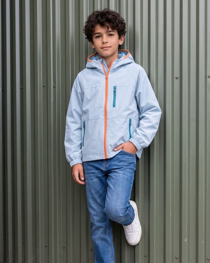 Дитяча вітрозахисна куртка-вітрівка Nordvik kids Aero-Shell з капюшоном Light Blue, 130