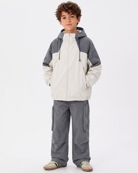 Дитяча водовідштовхувальна куртка-вітрівка Nordvik kids Terra Tech-Shell з капюшоном White-Grey, 130