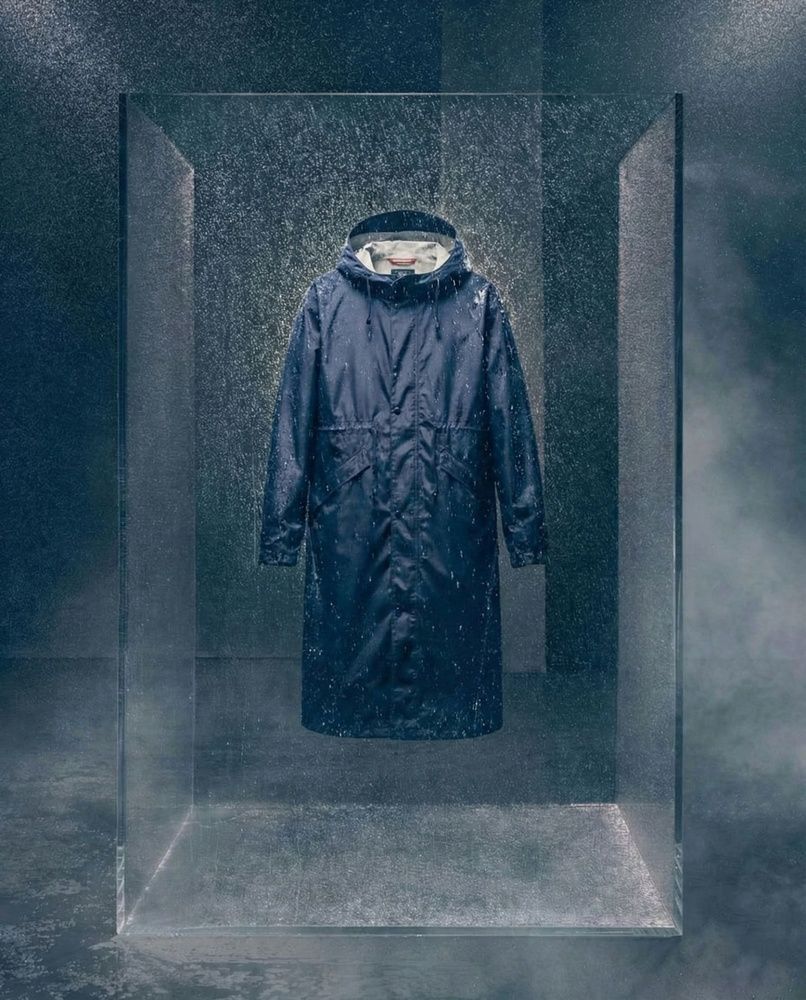 Мужской штормовой плащ-дождевик Nordvik Urban Storm Deep Blue удлиненного кроя на молнии с глубоким капюшоном, One size