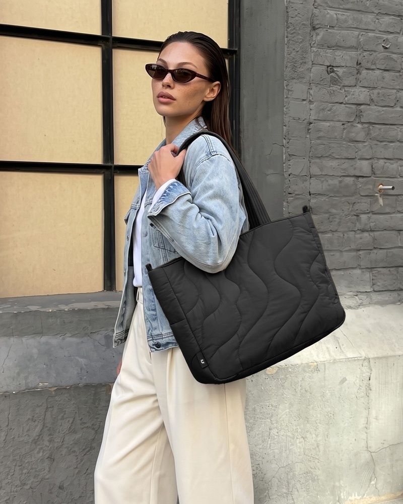 Женская стеганая сумка-тоут LAREN Cloud-Tech Pro Tote с органайзером Black, M