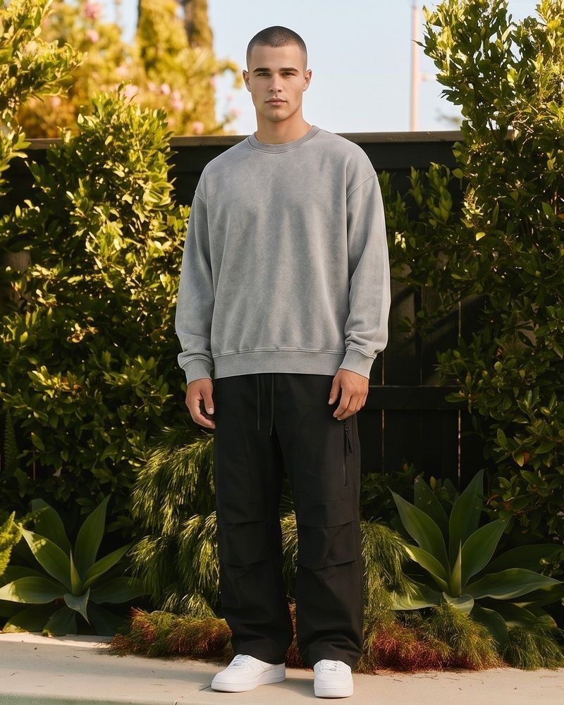 Мужской оверсайз свитшот LAREN Vintage Wash Crewneck Grey, M