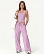 Жіночий прогулянковий костюм Nordvik Urban-Flow: Широкі штани Palazzo та моделюючий топ Halter-Neck Lilac