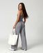 Жіночий прогулянковий костюм Nordvik Urban-Flow: Широкі штани Palazzo та моделюючий топ Halter-Neck Grey