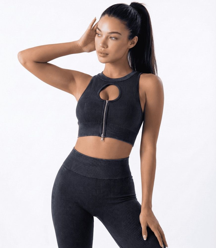 Женский дизайнерский кроп-топ Nordvik Stone Fusion Zip Top Volcanic Black, S