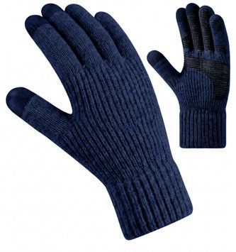 Мужские зимние термоперчатки Nordvik HeritageWool Smart с сенсорными пальцами, флисовой подкладкой и антискользящей ладонью Navy, XL