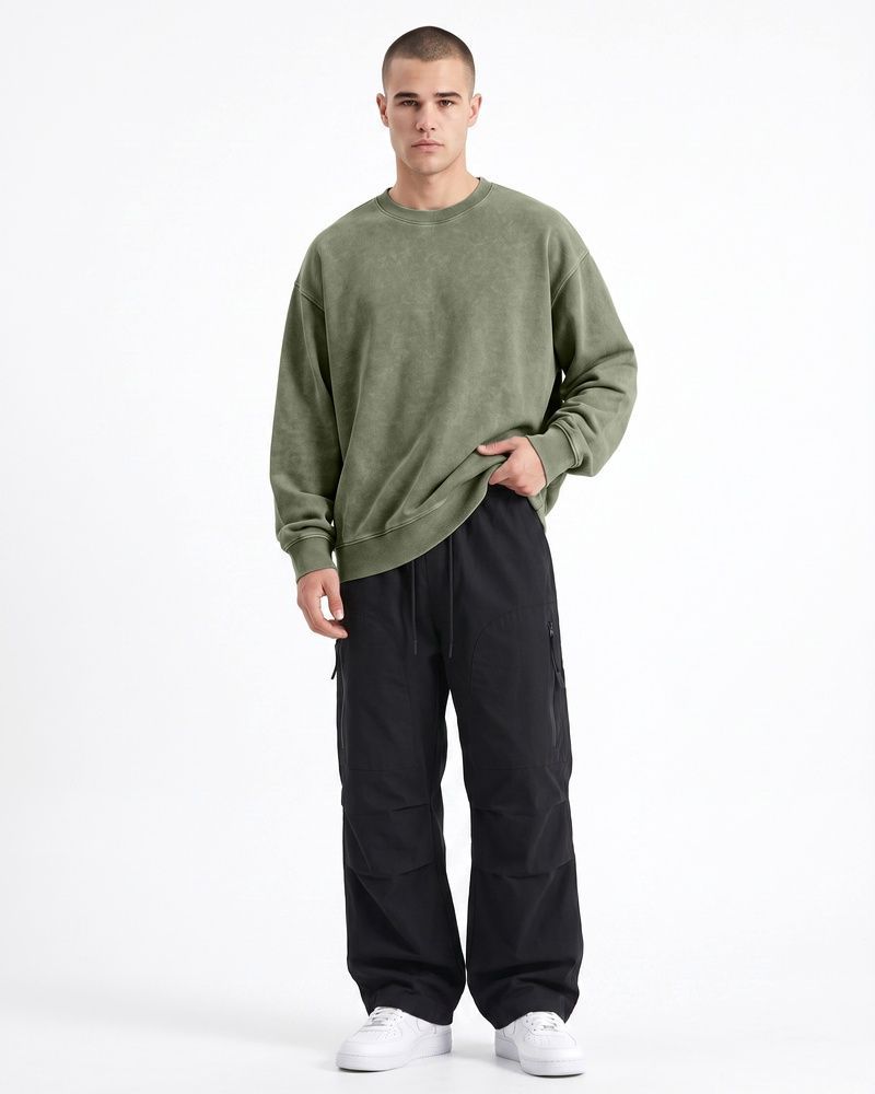 Мужской оверсайз свитшот LAREN Vintage Wash Crewneck Khaki, M