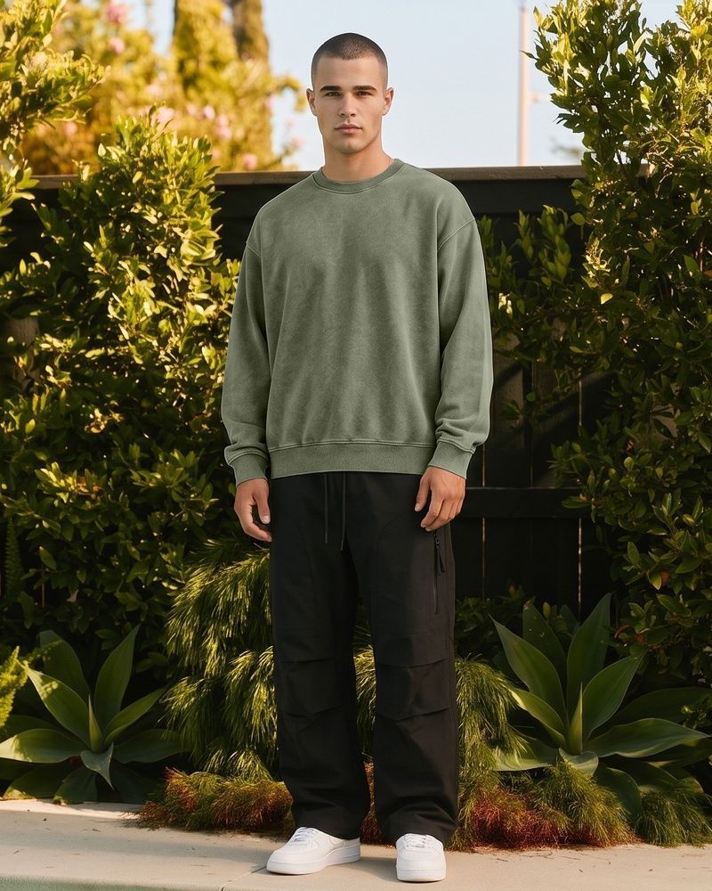 Мужской оверсайз свитшот LAREN Vintage Wash Crewneck Khaki, M