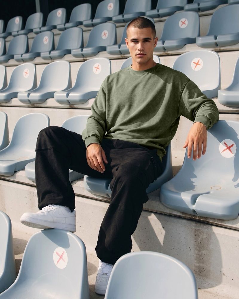 Мужской оверсайз свитшот LAREN Vintage Wash Crewneck Khaki, M