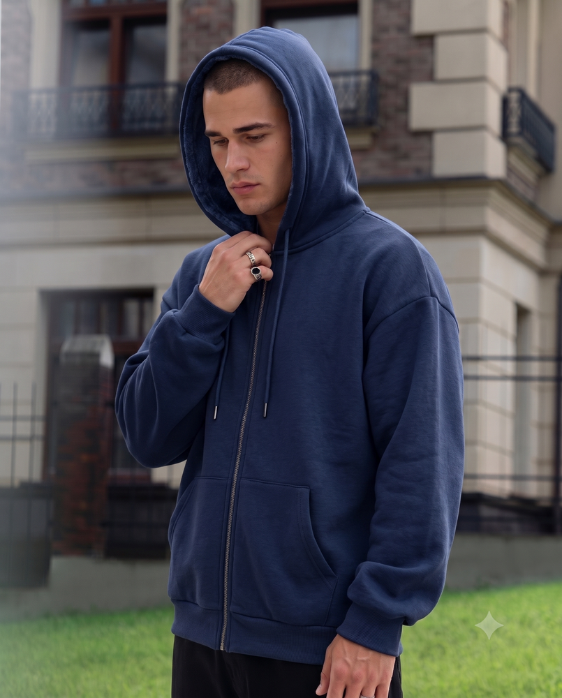 Мужское утепленное худи на молнии Nordvik Arctic Thermal Zip-Hoodie с технологией Silver Fox Velvet Navy, L