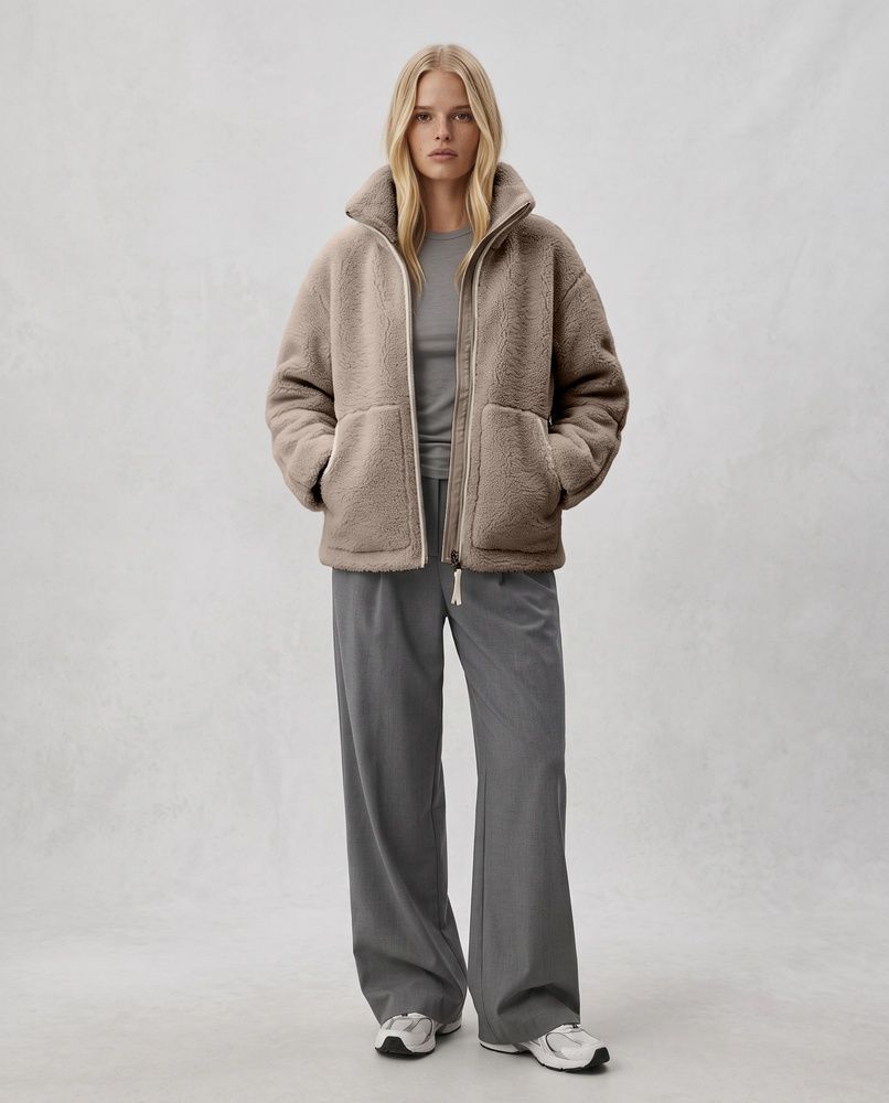 Женская куртка тедди LAREN TeddyLuxe Oversized Sherpa Brown, S