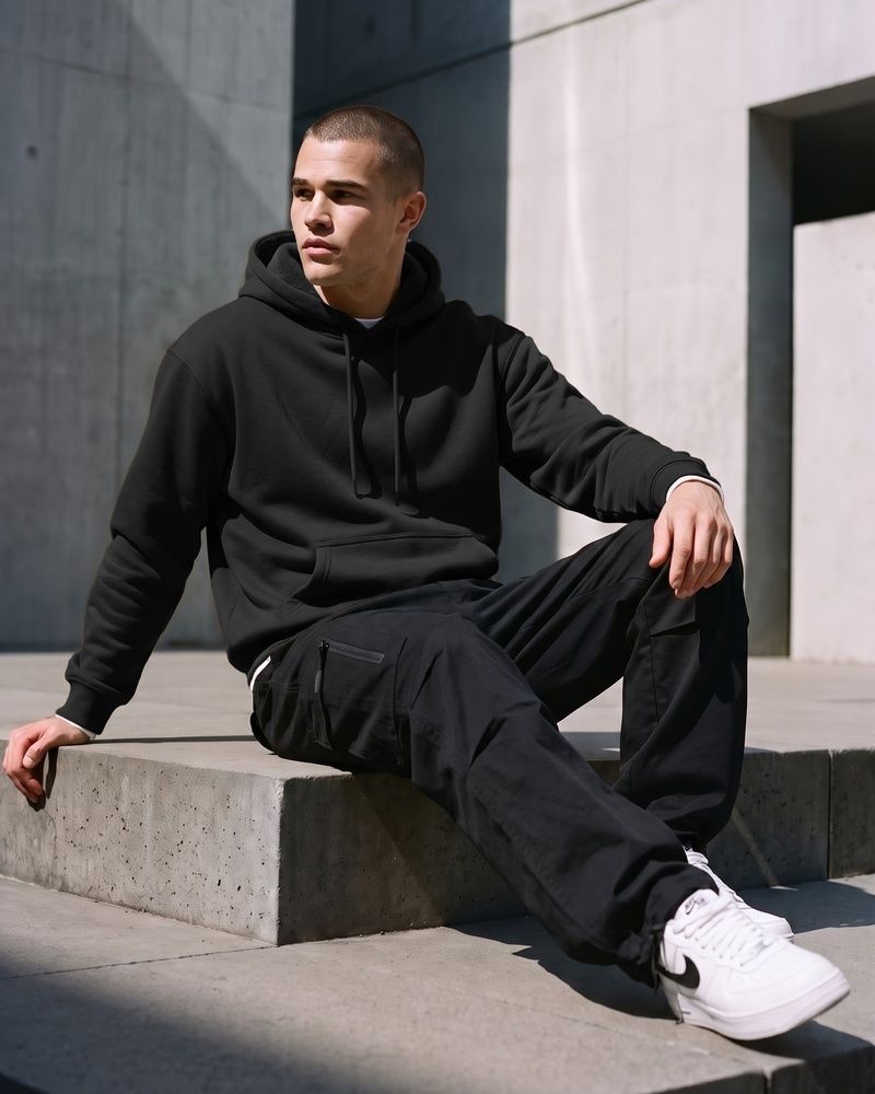 Преміальне чоловіче утеплене худі на флісі Nordvik Thermal Shield Hoodie Black, L