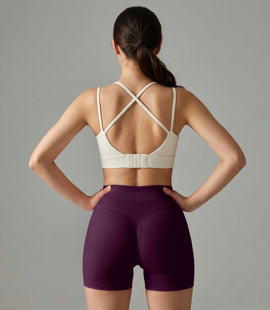 Женские фитнес-шорты Nordvik AuraStride Peach-Sculpt: Моделирующий 3D эффект Scrunch-Lift и Naked Feel Purple, M