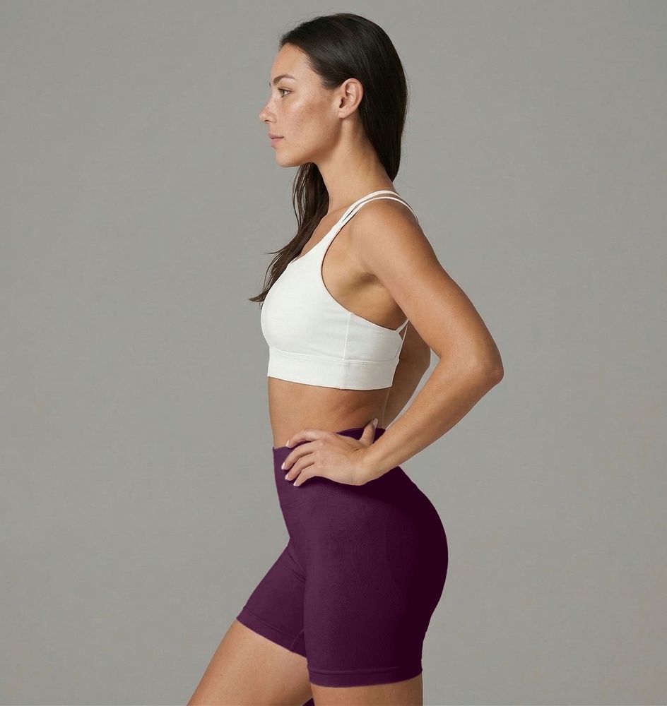 Женские фитнес-шорты Nordvik AuraStride Peach-Sculpt: Моделирующий 3D эффект Scrunch-Lift и Naked Feel Purple, M