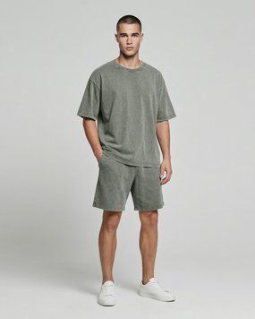 Мужские шорты Oversize Nordvik Stone Wash: Heavy Cotton & Relaxed Fit Green