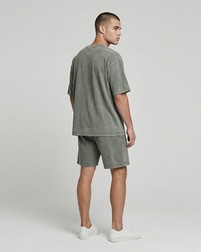 Чоловічі шорти Oversize Nordvik Stone Wash: Heavy Cotton & Relaxed Fit Green
