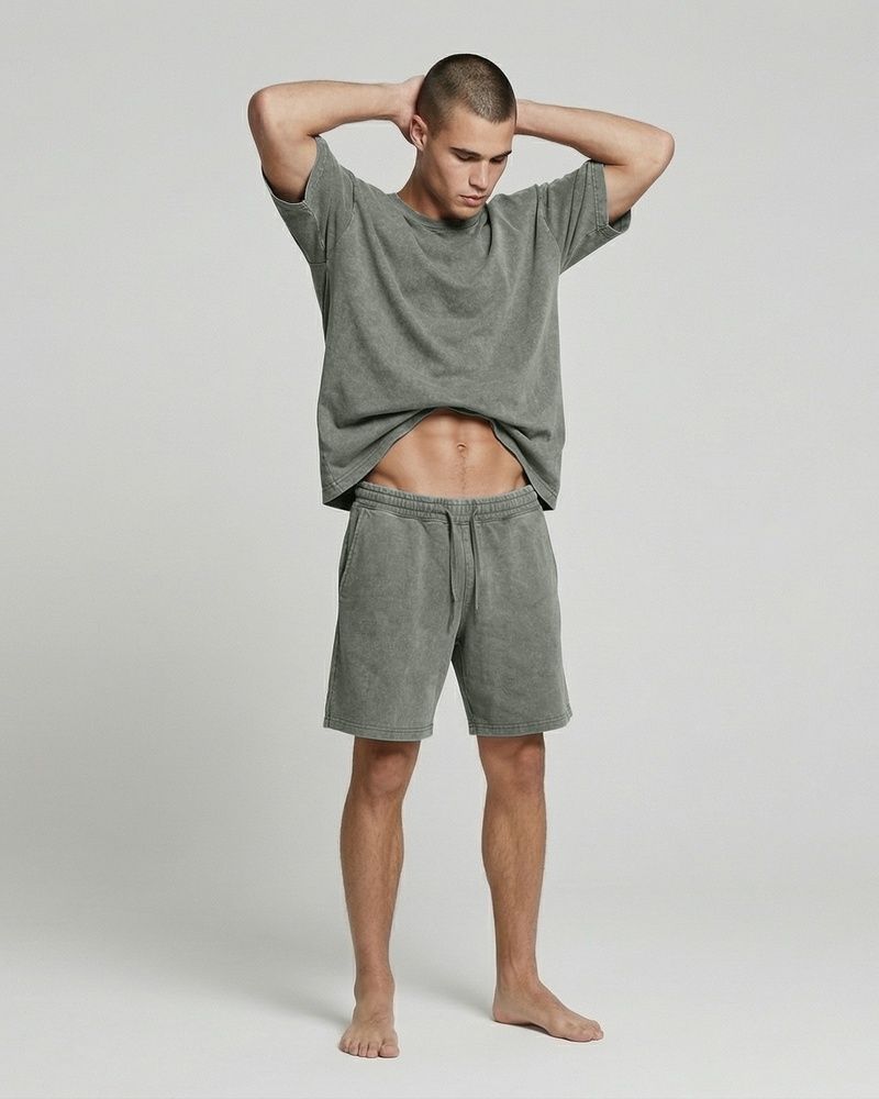 Чоловічі шорти Oversize Nordvik Stone Wash: Heavy Cotton & Relaxed Fit Green