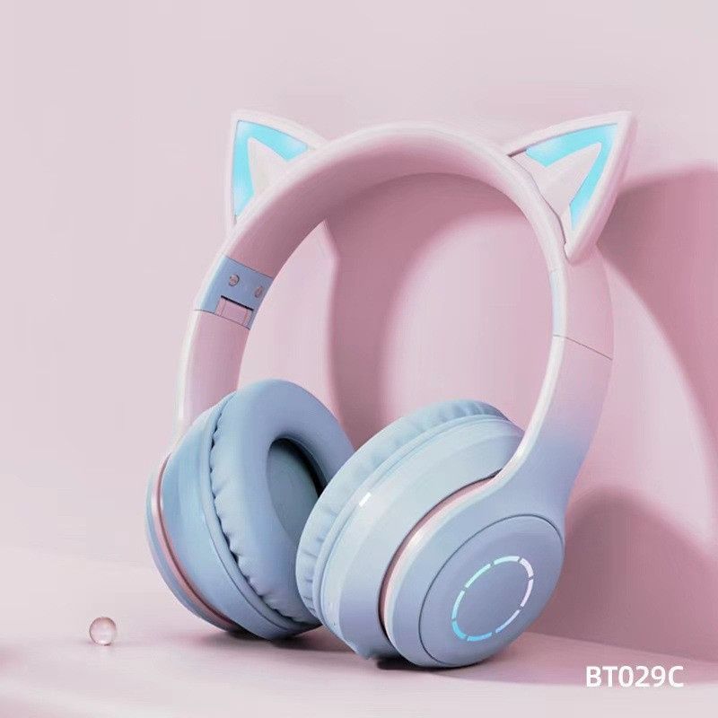 Детские наушники с ушками беспроводные PowerMe Kitty-Kitty Violet