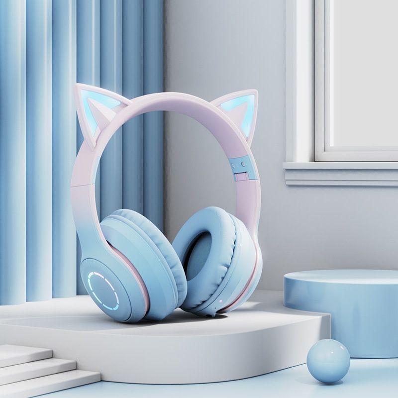 Детские наушники с ушками беспроводные PowerMe Kitty-Kitty Violet