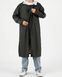 Мужской штормовой плащ-дождевик Nordvik Urban Storm Deep Black удлиненного кроя на молнии с глубоким капюшоном, One size