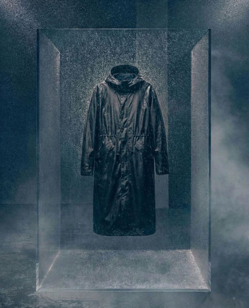 Мужской штормовой плащ-дождевик Nordvik Urban Storm Deep Black удлиненного кроя на молнии с глубоким капюшоном, One size