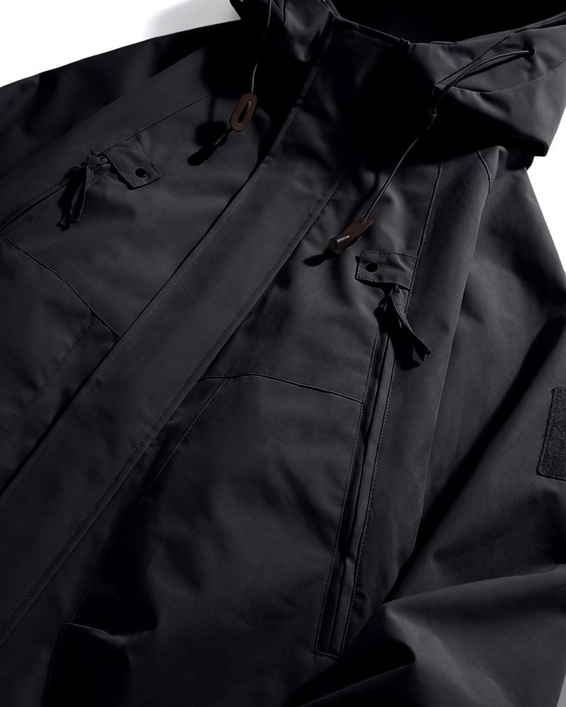Мужская технологичная куртка-штормовка Nordvik Apex Tech-Shield Windbreaker - влагоотводящая и ветрозащитная с капюшоном Black, L