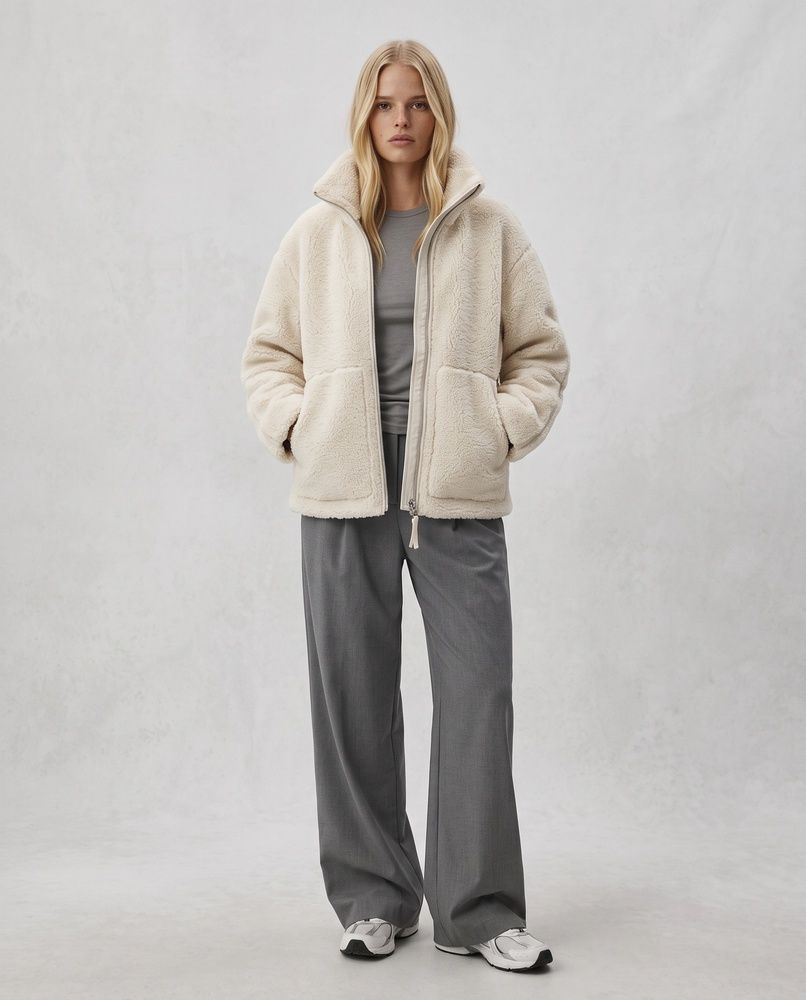 Женская куртка тедди LAREN TeddyLuxe Oversized Sherpa Cream, S