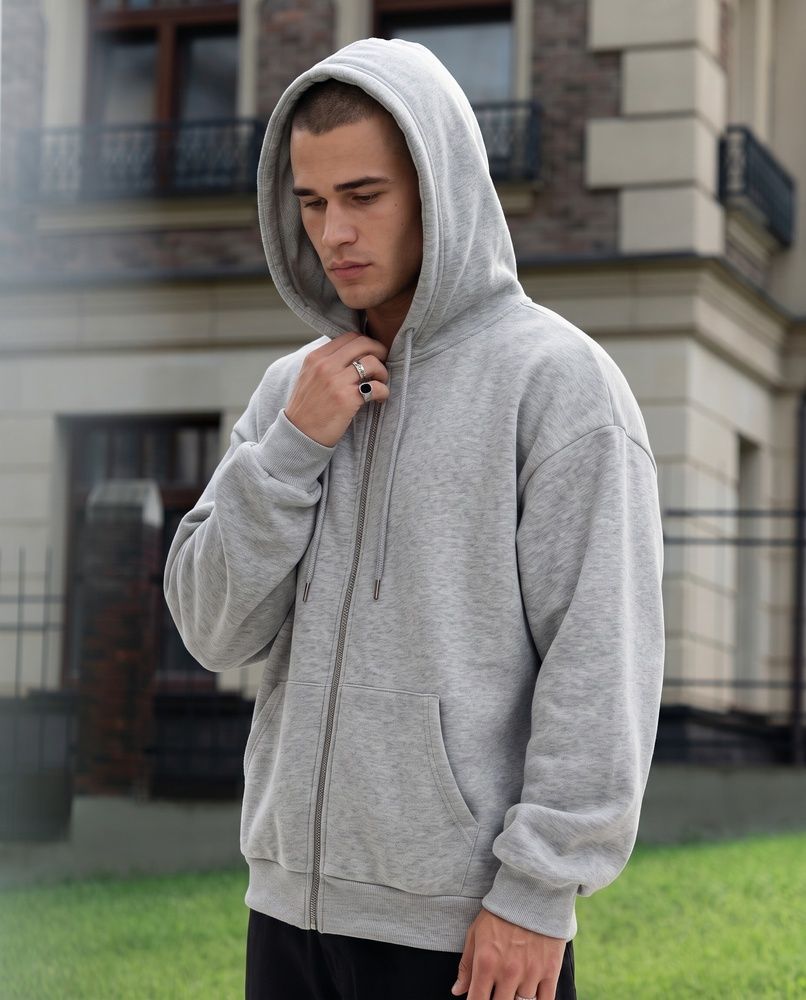 Чоловіче утеплене худі на блискавці Nordvik Arctic Thermal Zip-Hoodie з технологією Silver Fox Velvet Grey, L