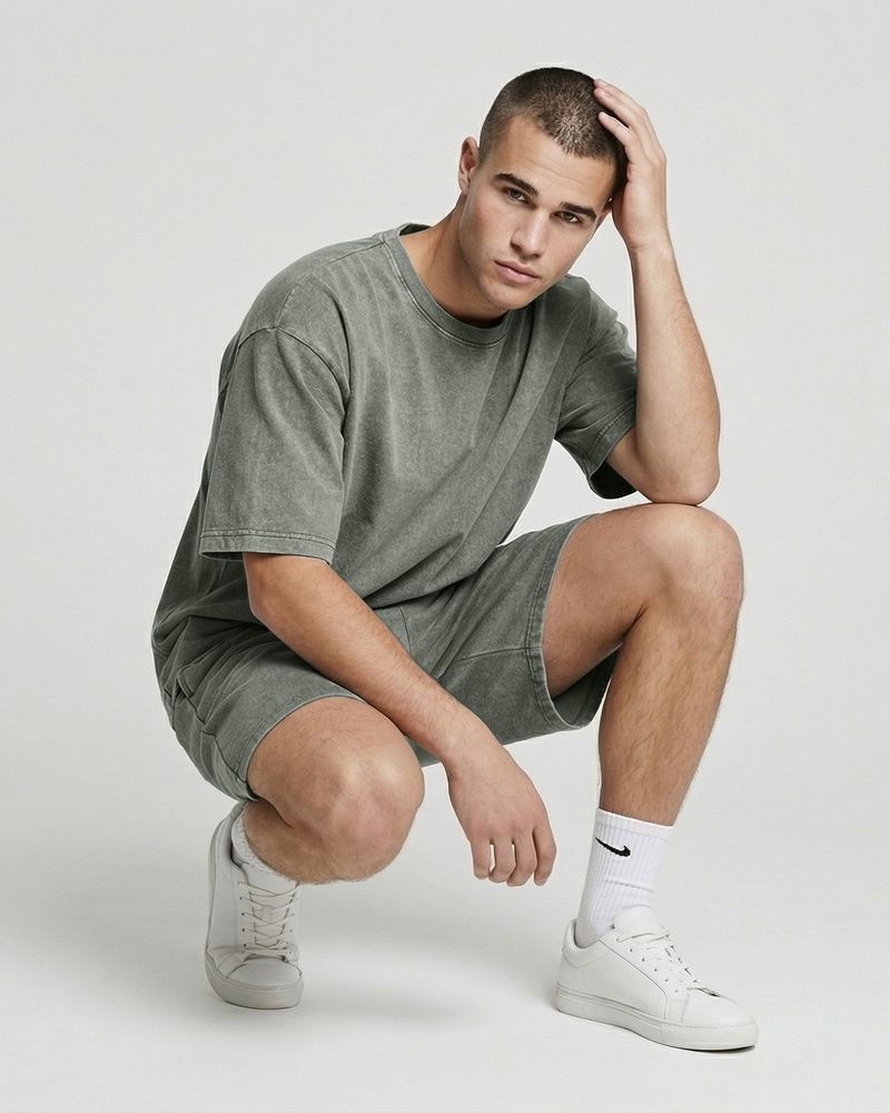 Чоловічий комплект Oversize Nordvik Stone Wash: Heavy Cotton & Relaxed Fit Green
